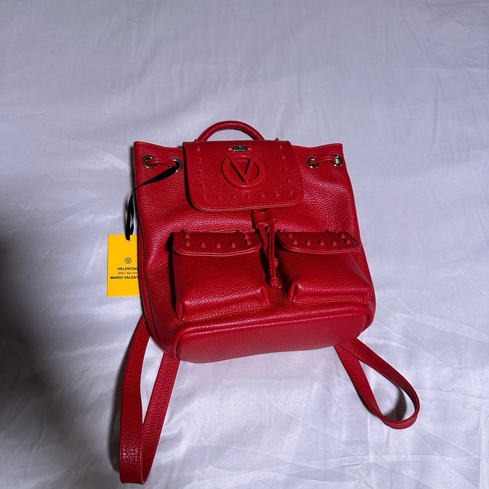 Valentino Red Leather Backpack